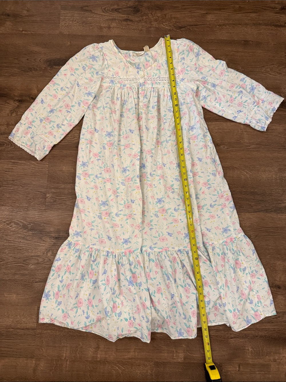 Victoria's Secret Floral Long-Sleeve Nightgown Pink & Blue Flowers size medium